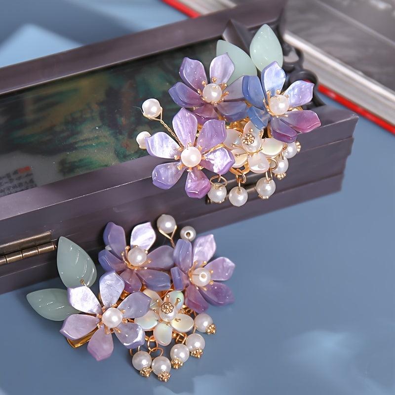 Vintage Flower Hair Clip with Tassel