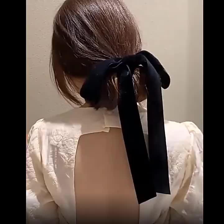 Velvet Ribbon Hair Tie with Bow Knot