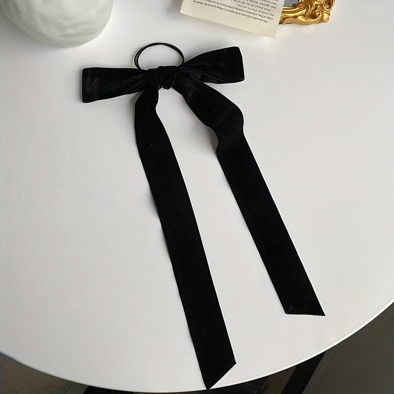 Velvet Ribbon Hair Tie with Bow Knot