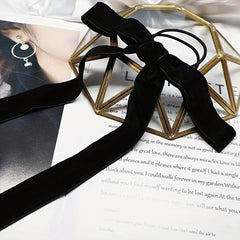 Velvet Ribbon Hair Tie with Bow Knot
