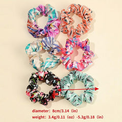 24pcs Floral Printed Hair Tie Silky Hair Rope Ponytail Bun Holder Accessories