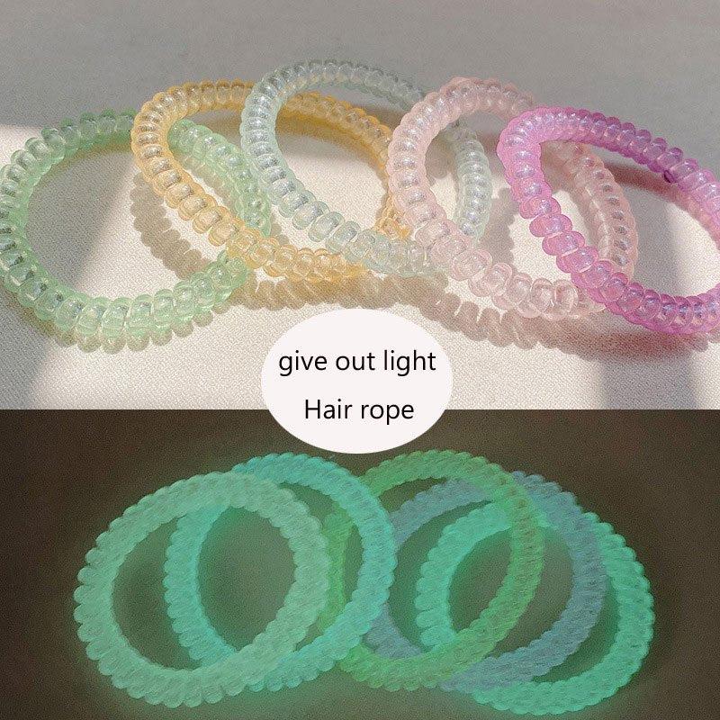 5pcs Luminous Skinny Spiral Hair Tie Hair Accessories Women Girls