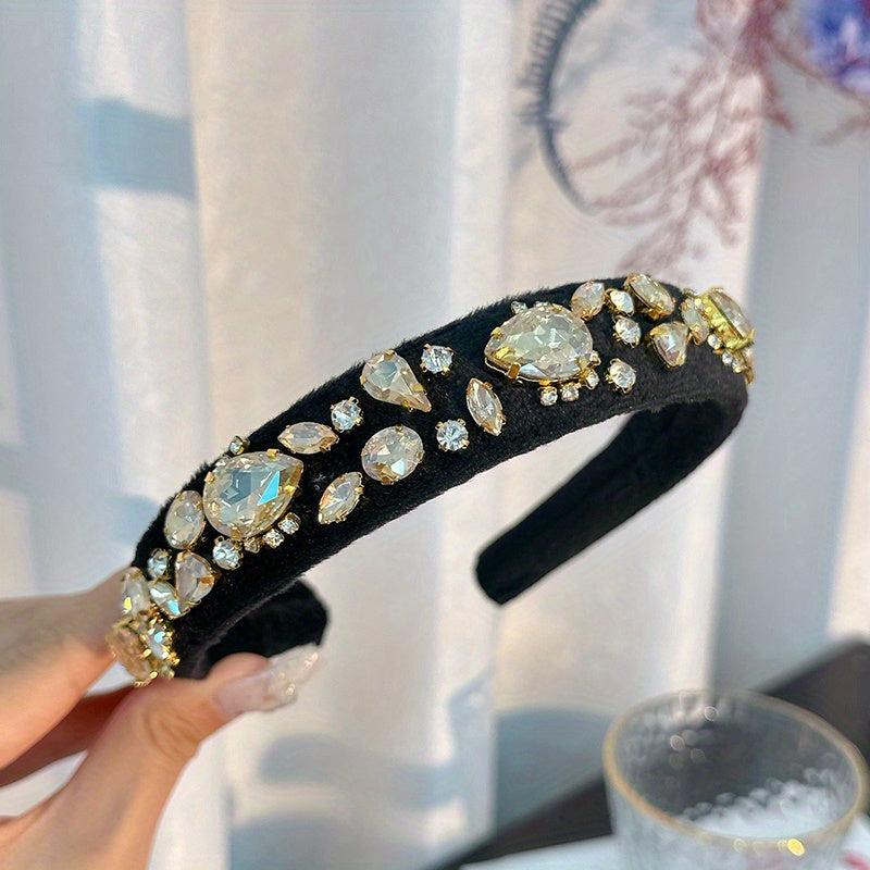 Baroque Rhinestone Headband Knitted Fabric Hair Hoop