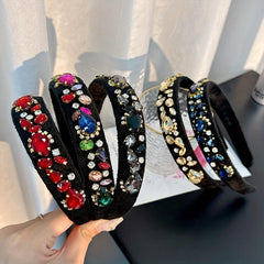 Baroque Rhinestone Headband Knitted Fabric Hair Hoop