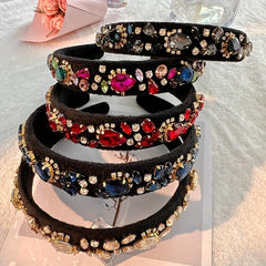 Baroque Rhinestone Headband Knitted Fabric Hair Hoop