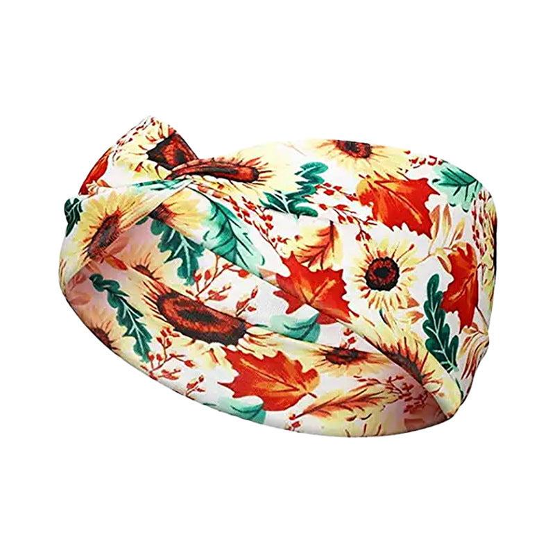 Halloween Headband Maple Leaf Pumpkin Candy Print Headdress