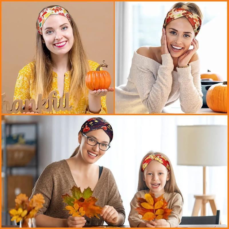 Halloween Headband Maple Leaf Pumpkin Candy Print Headdress