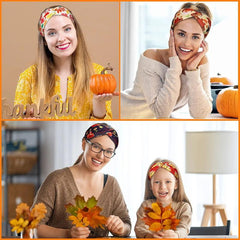 Halloween Headband Maple Leaf Pumpkin Candy Print Headdress
