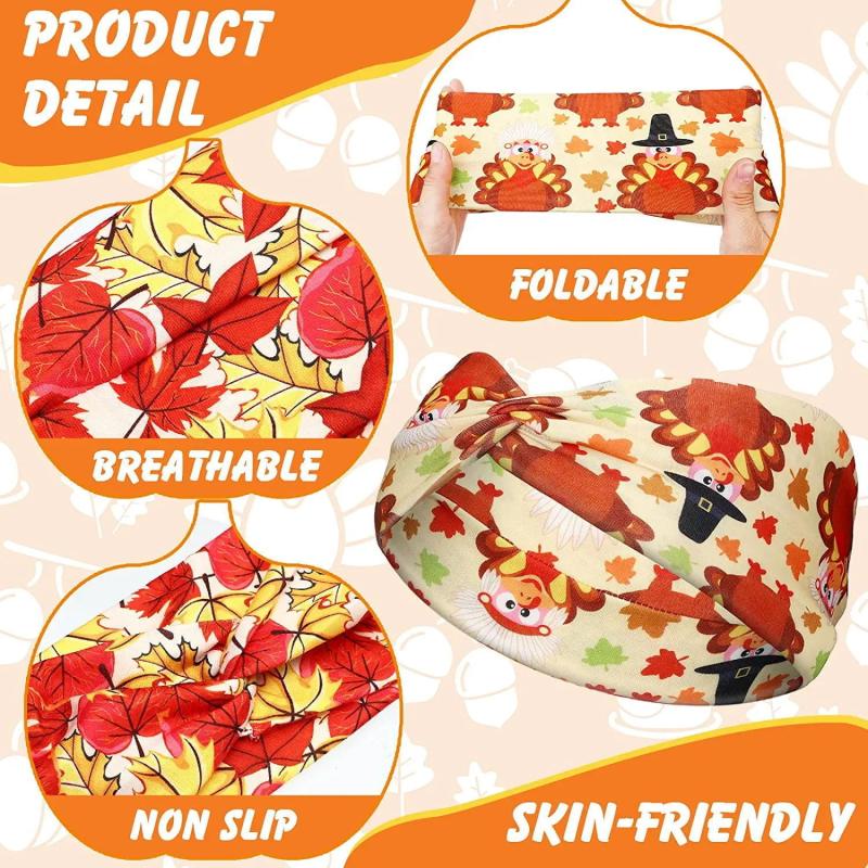 Halloween Headband Maple Leaf Pumpkin Candy Print Headdress