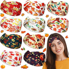 Halloween Headband Maple Leaf Pumpkin Candy Print Headdress
