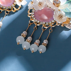 Vintage Flower Leaf Tassel Hairpin Hanfu Hairclip