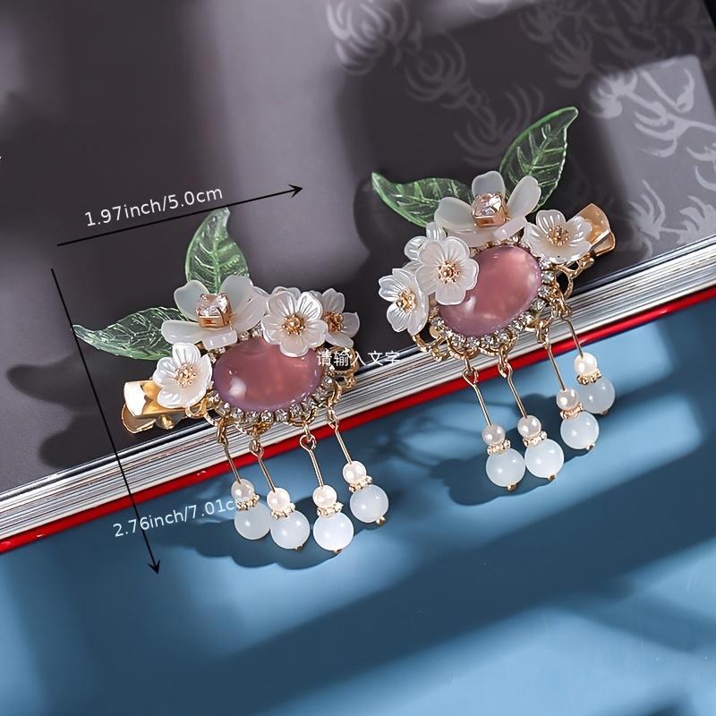 Vintage Flower Leaf Tassel Hairpin Hanfu Hairclip