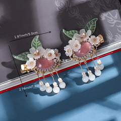 Vintage Flower Leaf Tassel Hairpin Hanfu Hairclip