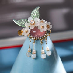 Vintage Flower Leaf Tassel Hairpin Hanfu Hairclip