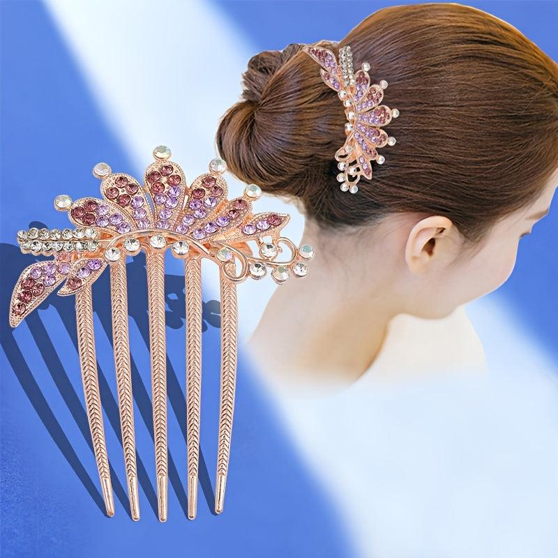 Flower Rhinestones Hair Combs Accessories for Mother's Birthday