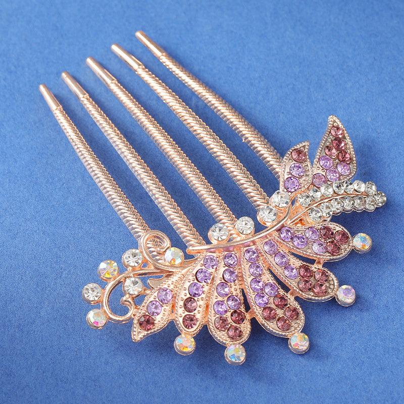 Flower Rhinestones Hair Combs Accessories for Mother's Birthday