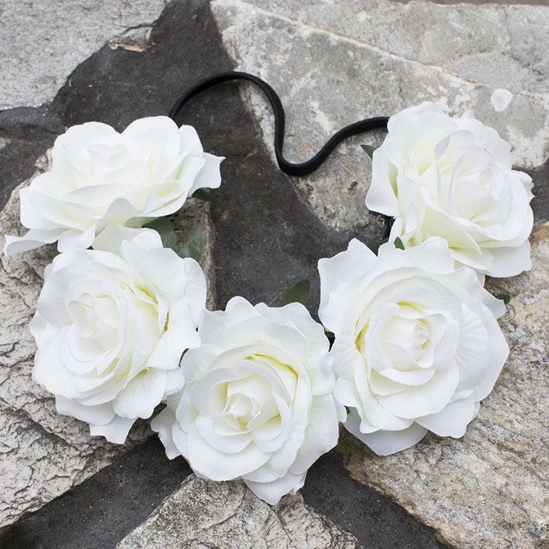 Hawaiian Stretchy Rose Flower Headband Elastic Head Hoop Floral Crown