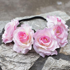 Hawaiian Stretchy Rose Flower Headband Elastic Head Hoop Floral Crown