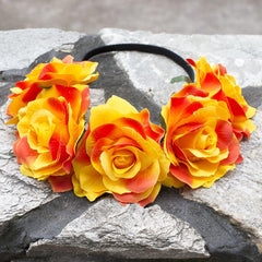 Hawaiian Stretchy Rose Flower Headband Elastic Head Hoop Floral Crown