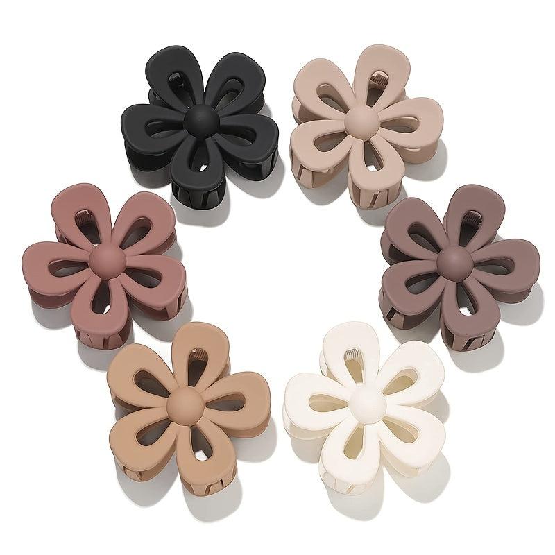 6pcs Flower Hair Claw Frosted Shark Claw Ponytail Holder Hair Clip Jaw Claw