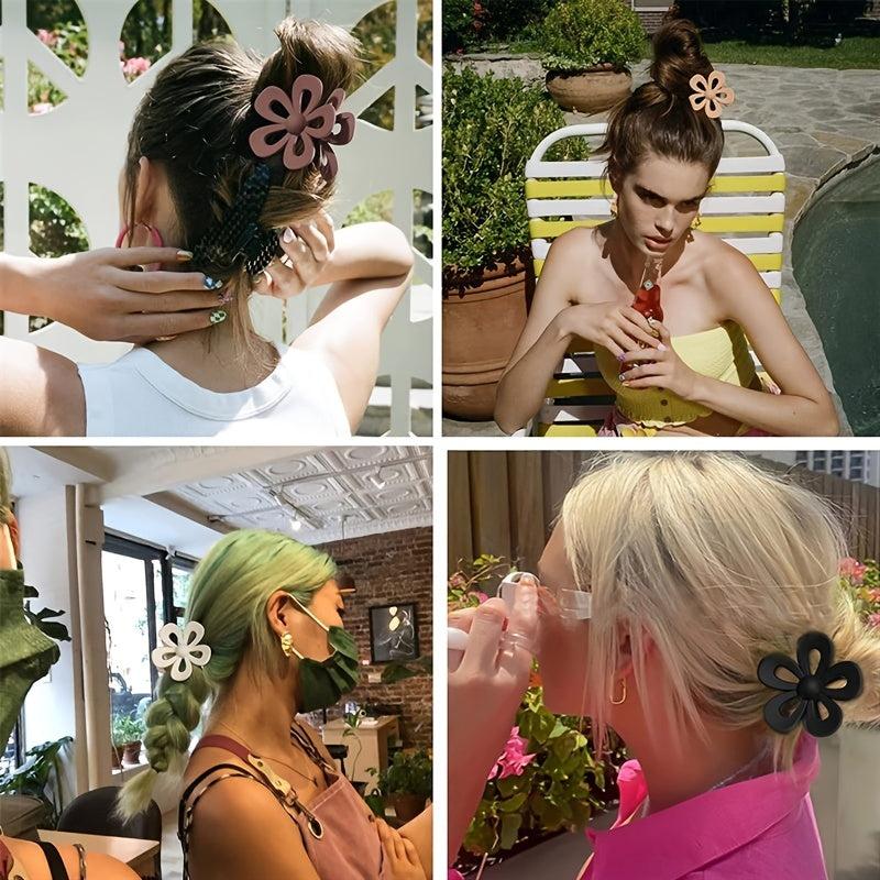 6pcs Flower Hair Claw Frosted Shark Claw Ponytail Holder Hair Clip Jaw Claw