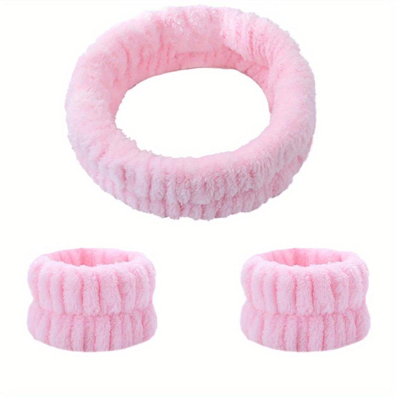3pcs Soft Headband & Wristband Set for Face Washing Makeup Skincare