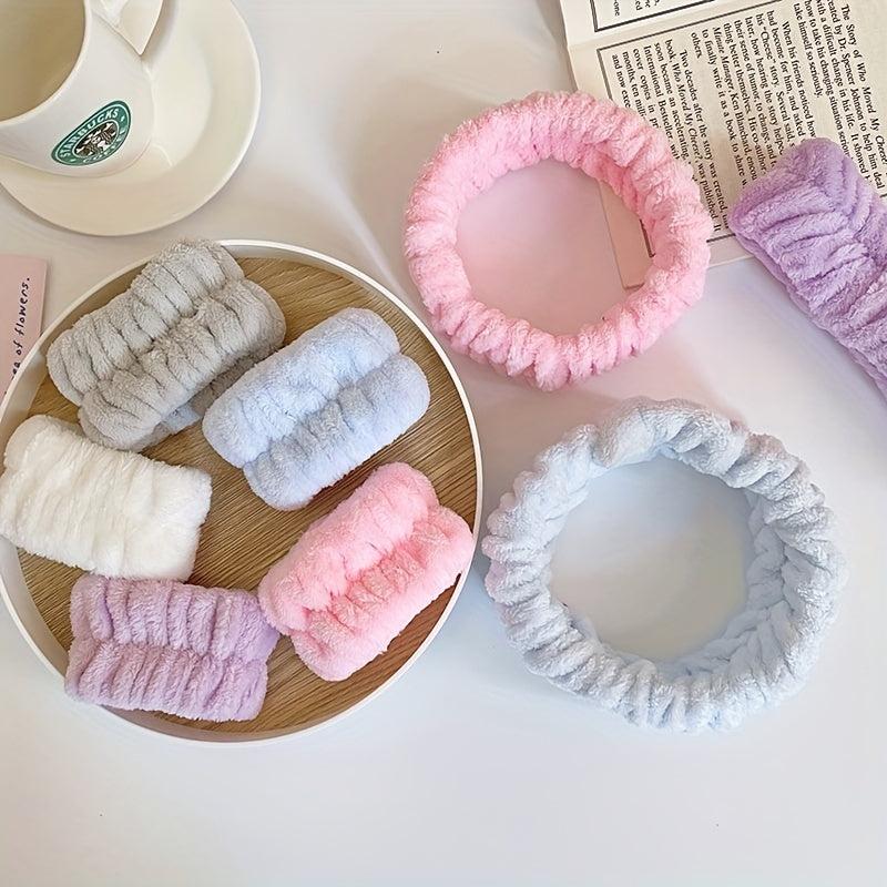 3pcs Soft Headband & Wristband Set for Face Washing Makeup Skincare
