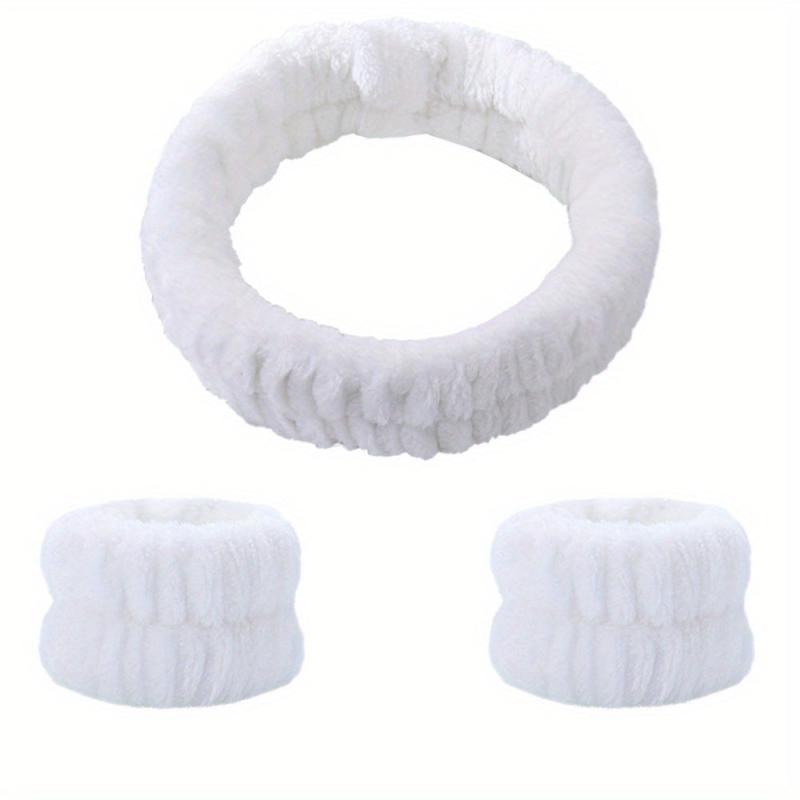 3pcs Soft Headband & Wristband Set for Face Washing Makeup Skincare