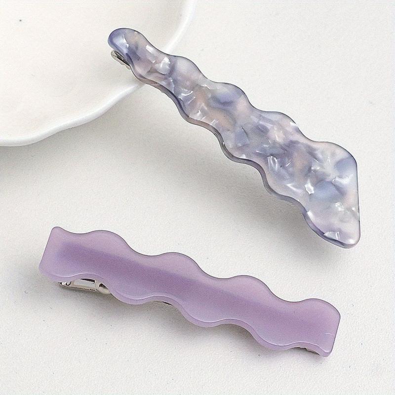 2pcs Wavy Hair Clip Resin Duck Billed Clip for Side Hair Bang Braids