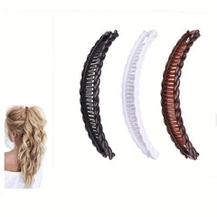 50 Hair Ties + 1 Solid Vintage Hair Clip Set Ladies Wave Comb Braid Hairstyle