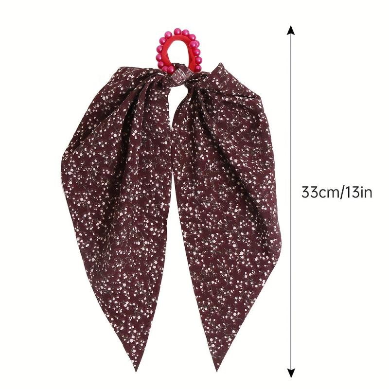 6pcs Long Streamer Hairband Flower Crackle Pastoral Hair Rope for Women