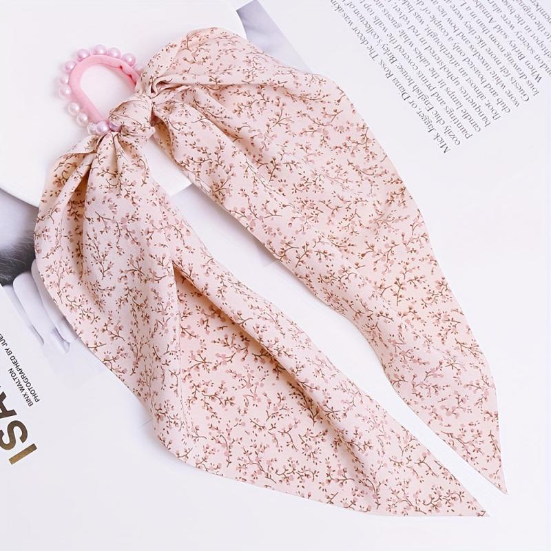 6pcs Long Streamer Hairband Flower Crackle Pastoral Hair Rope for Women