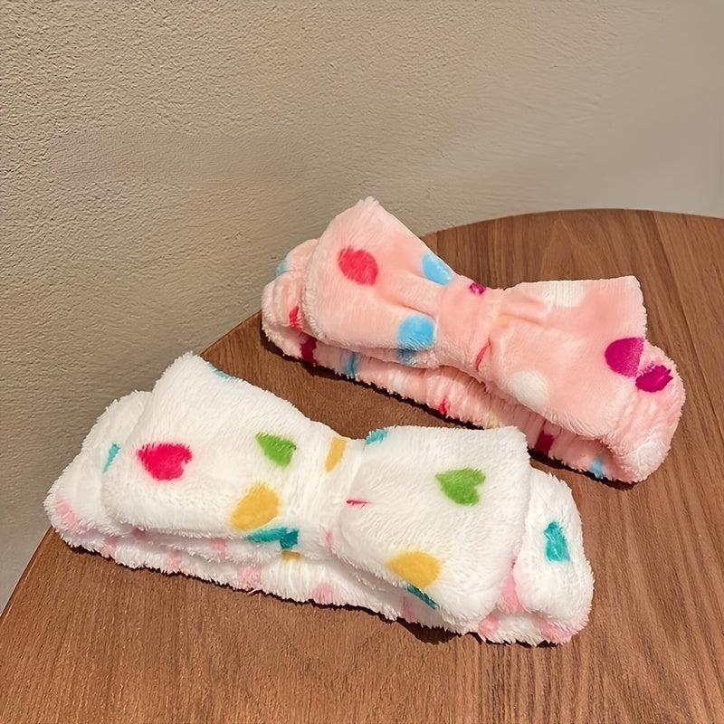 3 Pcs Coral Fleece Headband Bow Hair Band Spa Make Up Hair Accessories
