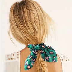 Leopard Pattern Scarf Scrunchies Hair Tie Satin Hair Rope Vintage