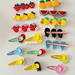 15pcs Cartoon Fruit Hair Clip Set for Women