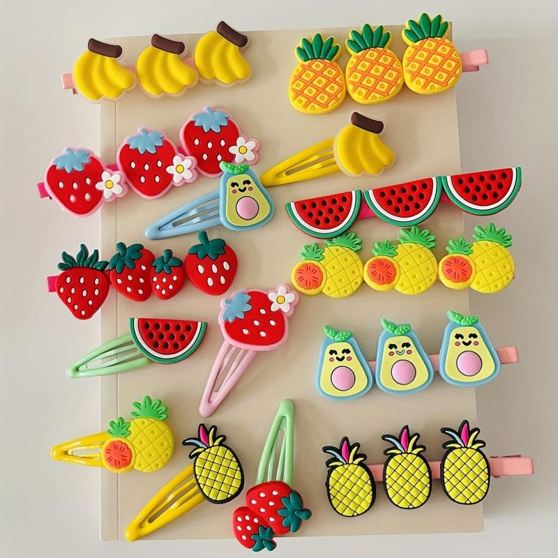 15pcs Cartoon Fruit Hair Clip Set for Women