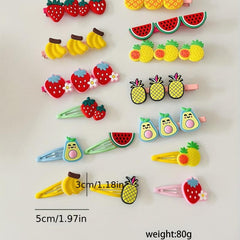15pcs Cartoon Fruit Hair Clip Set for Women