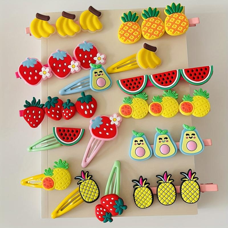 15pcs Cartoon Fruit Hair Clip Set for Women