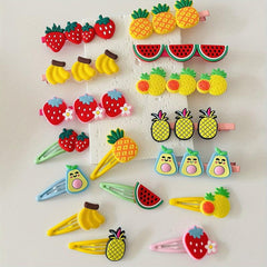 15pcs Cartoon Fruit Hair Clip Set for Women