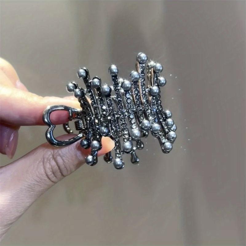 Small Rhinestone Hair Claw Clip for Ponytail Holder Women Girls Hair Clip