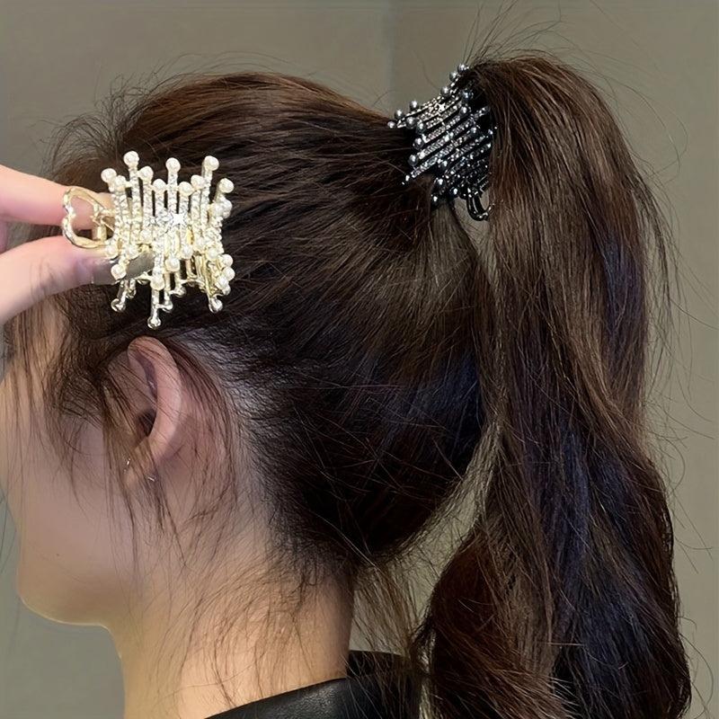 Small Rhinestone Hair Claw Clip for Ponytail Holder Women Girls Hair Clip