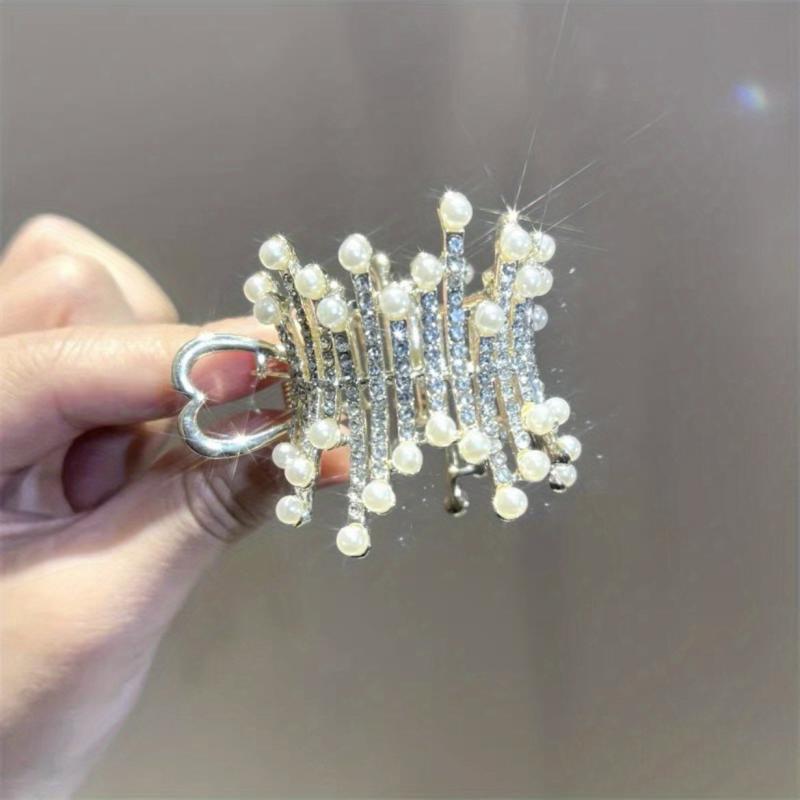 Small Rhinestone Hair Claw Clip for Ponytail Holder Women Girls Hair Clip