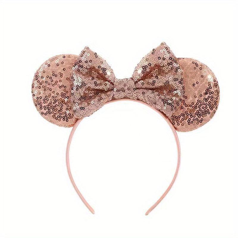 Sequin Mouse Ears Headband Faux Pearl Hoop Hair Accessories