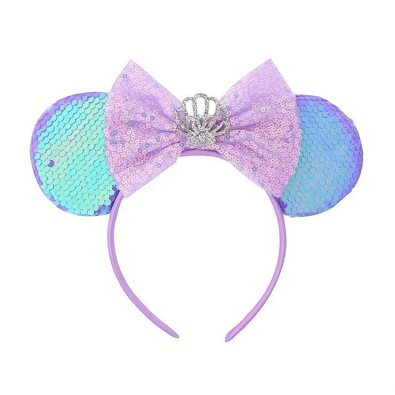 Sequin Mouse Ears Headband Faux Pearl Hoop Hair Accessories