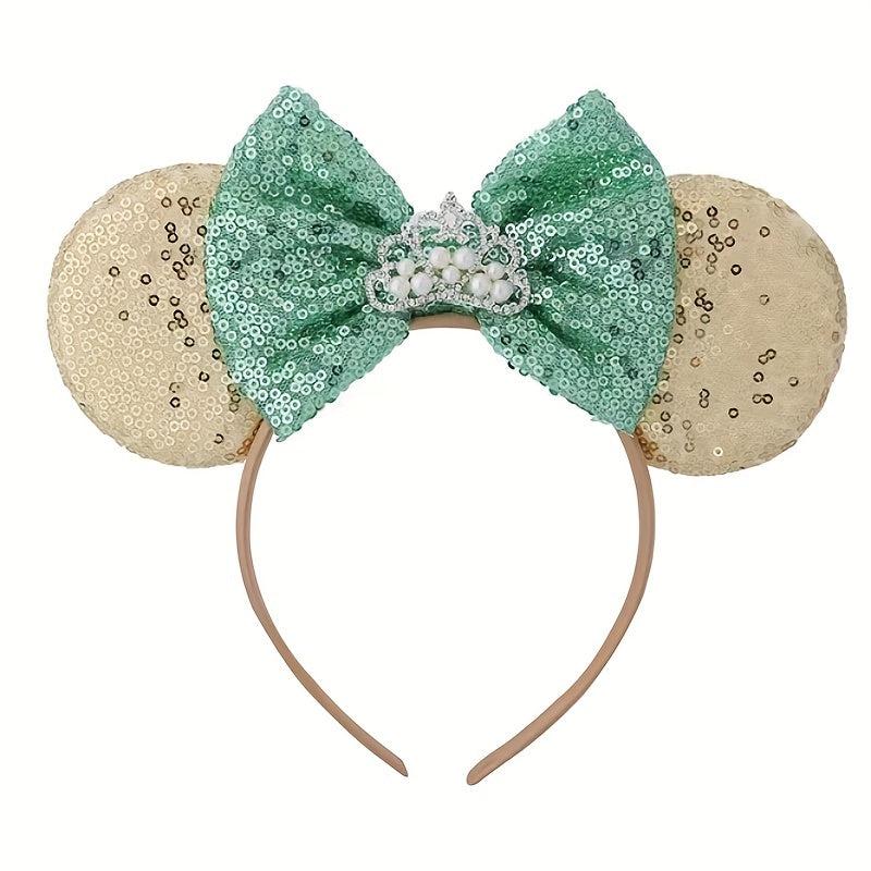 Sequin Mouse Ears Headband Faux Pearl Hoop Hair Accessories
