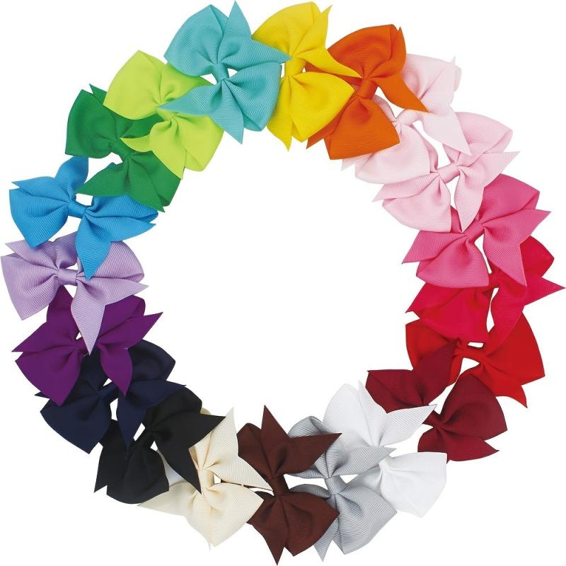 20pcs Bow Hair Clip Headband Solid Ribbon Hair Accessories Multicolor