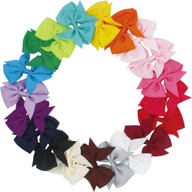 20pcs Bow Hair Clip Headband Solid Ribbon Hair Accessories Multicolor