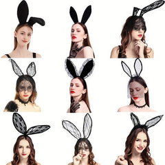 Flannel Bunny Ears Headband Party Prom Dress Up Headwear