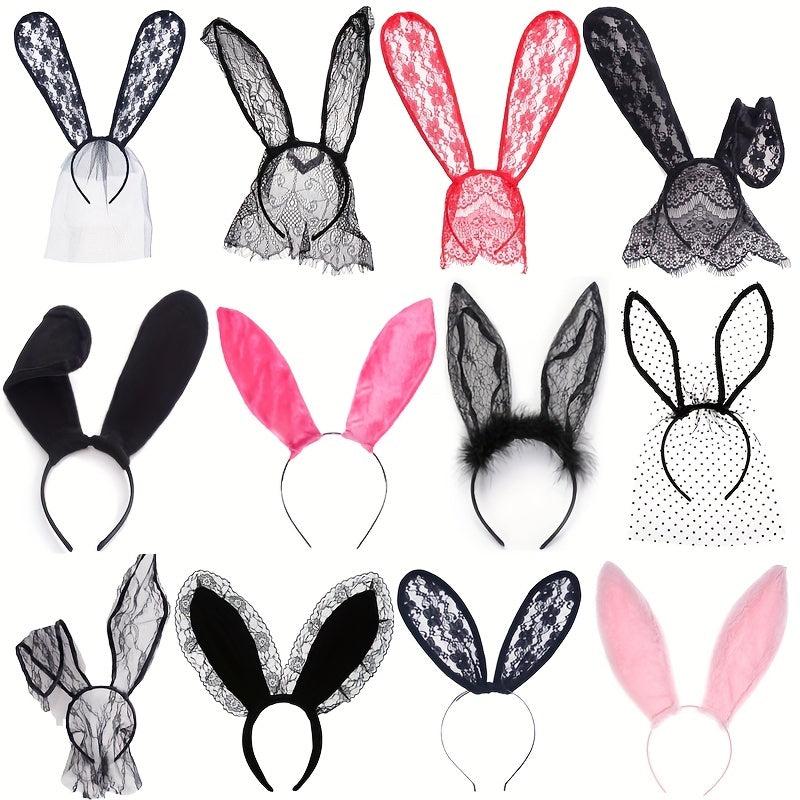 Flannel Bunny Ears Headband Party Prom Dress Up Headwear