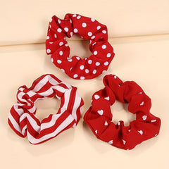 6pcs Polka Dot Scrunchie Hair Tie Stripe Heart Hair Rope Hair Accessories
